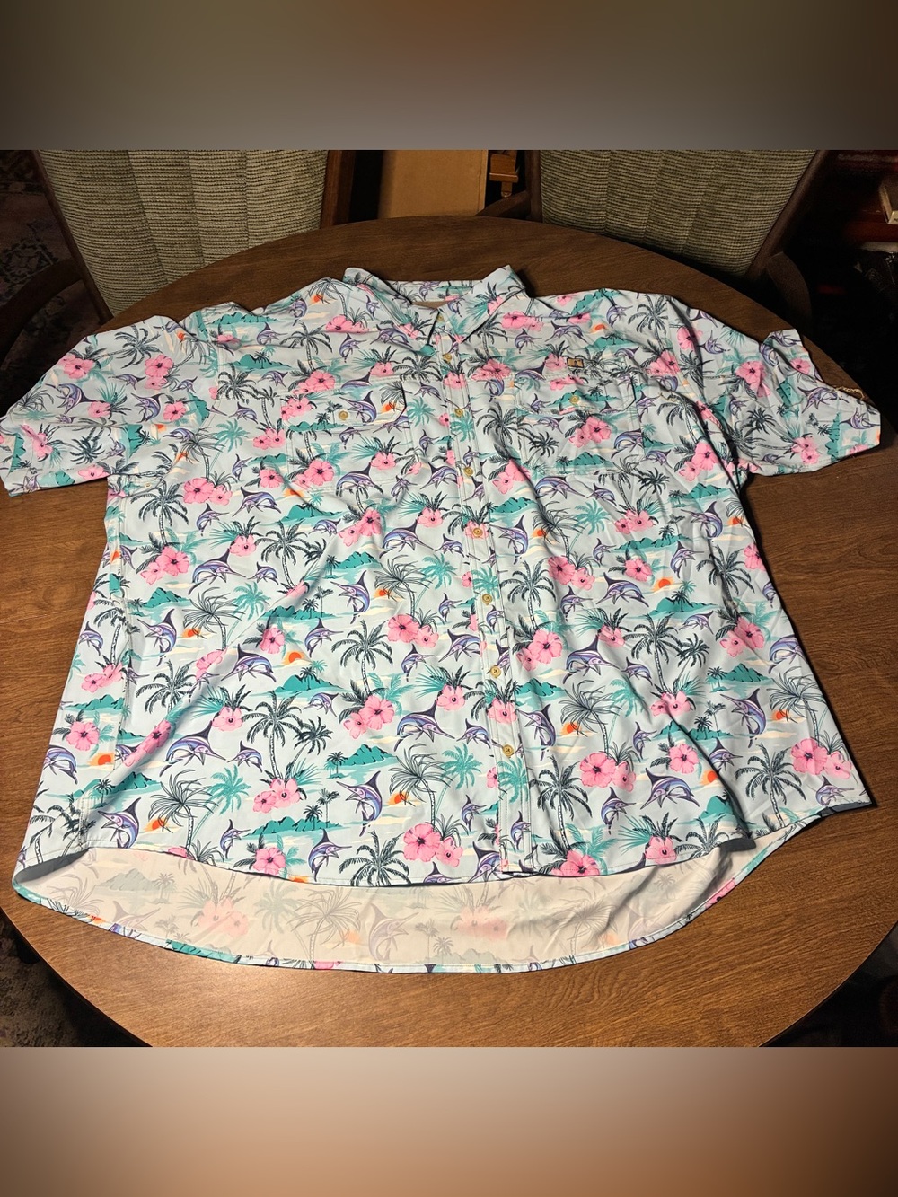 Westport Lifestyle Blue Flor Men 5XB Fishing Button Down Short Sleeve Shirt